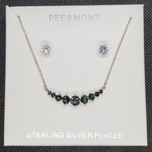 NIB STERLING SILVER PLATED Peermont Jewelry NECKLACE AND EARRING SET
